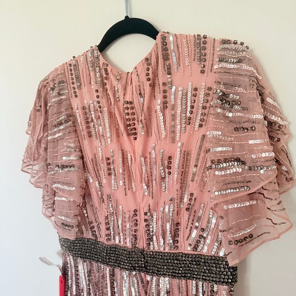 NWT Mac Duggal 93582 Vintage Rose Embellished Full-Length Gown Layered Sleeve 10 - Picture 7 of 9